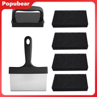 Grill Scraper Set Food Scraper with Sponges Heavy Duty Stainless Steel Griddle Cleaning Kit Flat Top