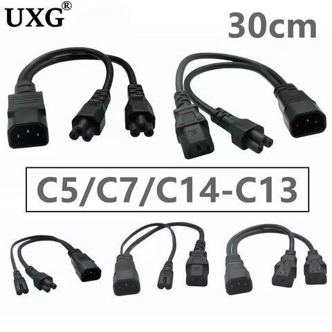 IEC 320 C14 Male Plug To 2XC13 C5 C7 C8 C13 Female Y Type Splitter Power Cord C14 To 2ways C13 Power