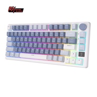 M75 RK ROYAL KLUDGE 2.4G ไร้สาย/บลูทูธ/USB-C คีย์บอร์ดแบบกลไก81คีย์ RGB คีย์บอร์ดเล่นเกมปะเก็นแบบถอด