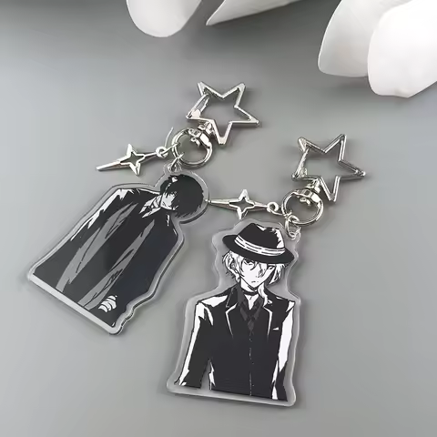 Anime BSD Dazai Osamu and Chuuay Keychain Bungou Stray Dogs Soukoku Inspiration Key Ring Cosplay Acc