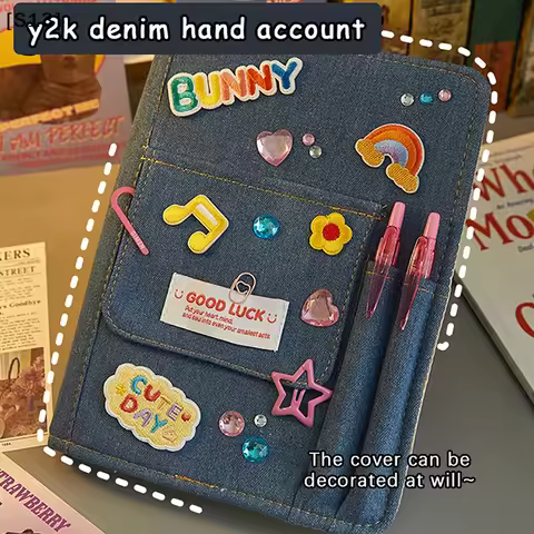 Creative Denim Notebooks Journal Hand Ledger Diary With Pocket Girl Notebook Stationery Storage Kore