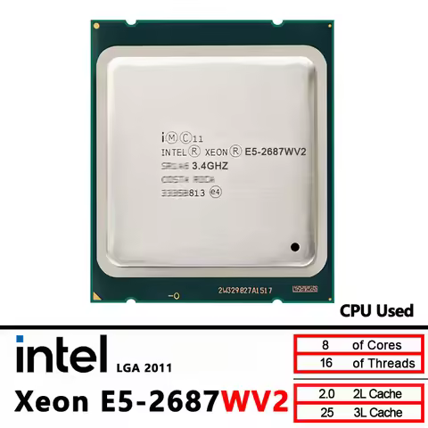 Intel Xeon 2687WV2 E5 2687W V2 Used 8-Core 3.4GHz 150W 25 MB CPU Processor LGA 2011