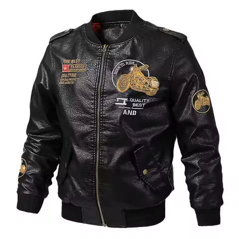 New Spring and Autumn Coat, Flying PU Leather Jacket, Slim Fit Hardcore Men's Youth Leather Jacket