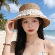 2026 Sun Hat Fashion Lace Pearl Travel Beach Hat Sun Hat Seaside Vacation Straw Hat Fashion Hat