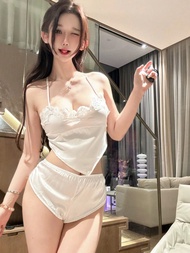 Bộ đồ ngủ set lót lụa nữ mát mẻ kiểu gợi cảm 2 màu trắng đen dễ mặc C23 CICI BONITA HCM