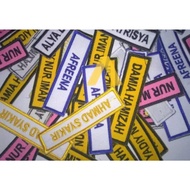 Name tag Puteri Islam/Kadet Remaja Sekolah/Kadet Polis/ Kadet Bomba/Uniform Sekolah (Sulam)