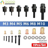 SUVE 11Pcs/Set Hand Rivet Nut, Easy Installation Mandrel Staple Manual Riveter Tool, with Rivet Nuts