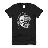 Mens Halloween T Shirt Social Distancing Funny Horror Movie Inspired Tee For Him