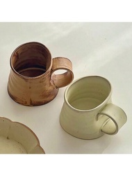 1個陶瓷咖啡杯,粗陶變化形狀,早餐杯,水杯,拿鐵杯,卡布奇諾杯,瓷咖啡杯,下午茶餐具,禮品