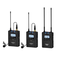 Comica CVM-WM200 PRO UHF Dual-channel Professional Wireless Microphone System Support 128GB External Recording Capacities 120meters Working Range Metal Material for Camera Phone