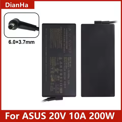 200W 20V10A 6.0*3.7mm Power Adapter Charger For ASUS ROG Zephyrus G15 GA503QM GA503QS GA503QR ASUS-T