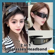 AIDA2in1 Sunglasses Headband Hair Band Luxury Influencer Anti-Ultraviolet Y2K Cermin Mata Hitam Suka