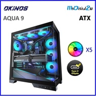 OKINOS AQUA 9 ATX CASING WITH 5 ARGB FANS - BLACK