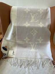 💜全新正品💜LV經典老花羊絨圍巾米白色