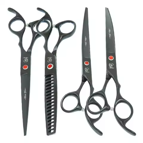 7.0" Professional Dogs Scissors Pets Cutting Scissors Fish Bone Cat Thinning Shears Animals Curved B