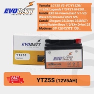 Evobatt YTZ5S Motorcycle Maintenance Free Battery LC135 V2-V7 Y15ZR Lagenda115 Wave125 Dash Shogun12