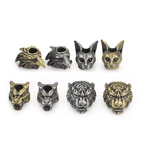 Animals Brass Rope Beads Cat Knife Beads DIY Umbrella Paracord Bead Keychain Pendant