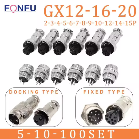 5/10Set GX12 GX16 GX20 2/3/4/5/6/7/8/9/10/12/14/15 Pin Male Female Butting Circular Docking Aviation