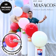 [ 1PC ] 18 Inch MASACOS Quality Latex Balloon Belon Latek Balloons Event Solid Pastel Retro Colors