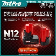 MtPro N12 Red-Lithium MILWAUKEE M12 Replacement Battery Charge Power Tool High Output 2.0Ah 4.0Ah
