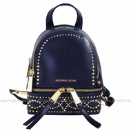 金鐸精品~2460 MICHAEL KORS MK深藍色皮革紋鉚釘小號迷你後背包 全新品