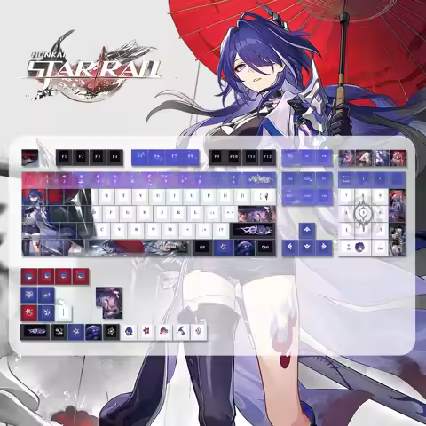 Acheron Theme Keycaps 120 Keys Honkai: Star Rail Anime PBT Translucent Games Keycap Cherry Height fo