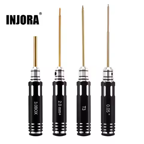 INJORA Drivers for 1/30 Axial SCX30, 3.0mm Nut, 2.0mm Phillips, T3 Torx, 0.05" Hex