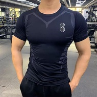 Korea Sports tight fitting suit muscle short sleeved mens high elasticity training suit T-shirt quic