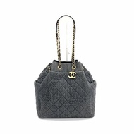Chanel 黑色 牛仔 水桶 大號 22開 肩背包
