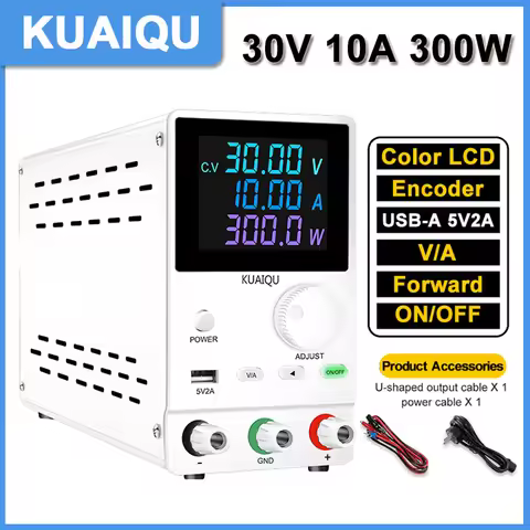 KUAIQU 0-30V 0-10A 0-300W Adjustable DC Power Supply 60V 120V Switching Power Source Encoder Digital