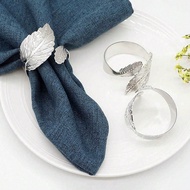 1-24pcs Set Gold-Color Leaf Shape Napkin Rings, Shiny Metal Napkin Rings For Dinner Table Decoration
