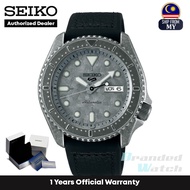 [Official Warranty] Seiko SRPE79K1 Men's Seiko 5 Vintage Automatic 100M Silvery Grey Dial Calfskin Topped Silicone Watch