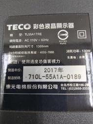 東元TL55A1TRE面板不良，邏輯板良品拆賣6870C-0532B
