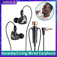 3.5mm HiFi Subwoofer Karaoke Earphones Wired Headphones with HD Noise Canceling Microphone for Live 