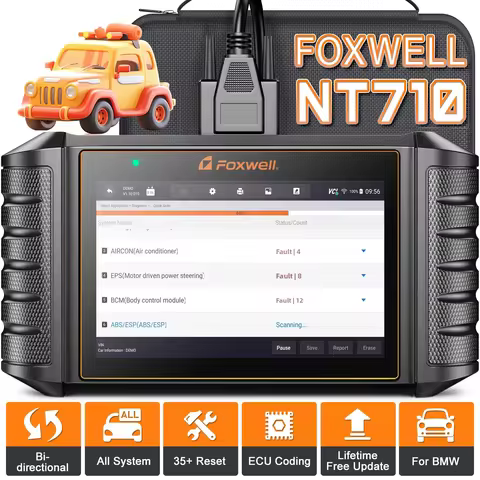 Foxwell NT710 Car OBD2 Scanner Code Reader Bidirectional Diagnostic Scan Tool All Systems 30+ Reset 