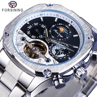 Forsining fashion luxury tourbillon automatic watch men's mechanical watch moon phase date automatic men's steel watch