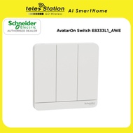 Schneider Electric AvatarOn 16AX 250V Antibacterial 3 Gang 1 Way Switch  White | 1 Year Local Warran