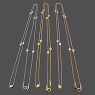 T Letter 9 Diamond Long Necklace Ladies T Letter Classic Nine Round Diamond Necklaces