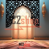 KAYU Wood Mihrab Musholla House Wood Display Door Mihrab Laser Cutting