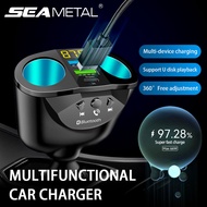 SEAMETAL Car Charger 66W+QC3.0+PD Car Mobile Phone Power Adapter 12V/24V Dual USB Can Be Connected to Bluetooth