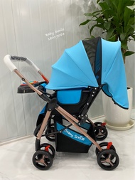 Xe đẩy HT105 đẩy 2 chiều 3 tư thế khung vàng đồng