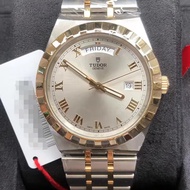 Tudor (TUDOR) Royal Series Automatic Mechanical Gold Men's Watch Swiss Watch Diamond Men's Watch Calendar Week 41mm Silver Dial Gold M28603-0001