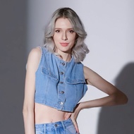 CALLING_COSTUME เสื้อกั๊กยีนส์ แมชชิ่งกับกระโปรงยีนส์ผ่าหน้า สวย เท่ Top Jean (CL201) Skirt Jean (CL