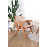 MODA Velentina Rattan Accent Chair, Solid Rubberwood Rattan Lounge Chair with Chair Arm