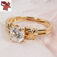 แหวนผู้หญิง สแตนเลส 18k สีทอง แหวนเพทายสอดไส้แหวนเพชรจุด เครื่องประดับผู้หญิง สไตล์เกาหลี