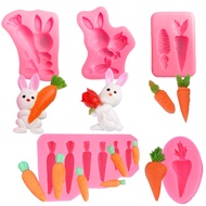 Easter Bunny Carrot Silicone Mould  Rabbit Jelly Silicone Pudding Mousse Mould Cake Decorating Mould