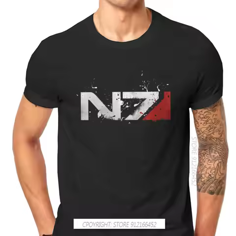 Mass Effect Game Distressed N7 T Shirt Classic Alternative High Quality Tshirt Big Size O-Neck Men T