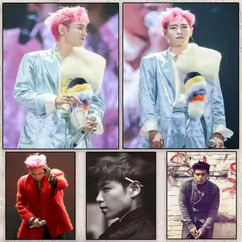 Hot Singer Kpop T-Top Bigbang Poster Modern Waterproof HD Wall Art Decal Self-Adhesive Aesthetic Dec