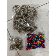 Keychain With 100 Chains + 100 Triangle Rings/Round Rings + 100 Bells Keychain Rings
