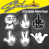 Fucheck printing Sticker Finger Sticker logo Cool Motorcycle Sticker